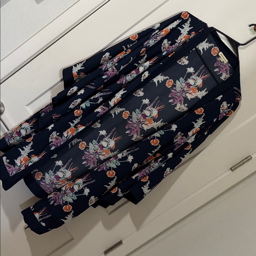 World Market Floral Kimono Robe - Navy